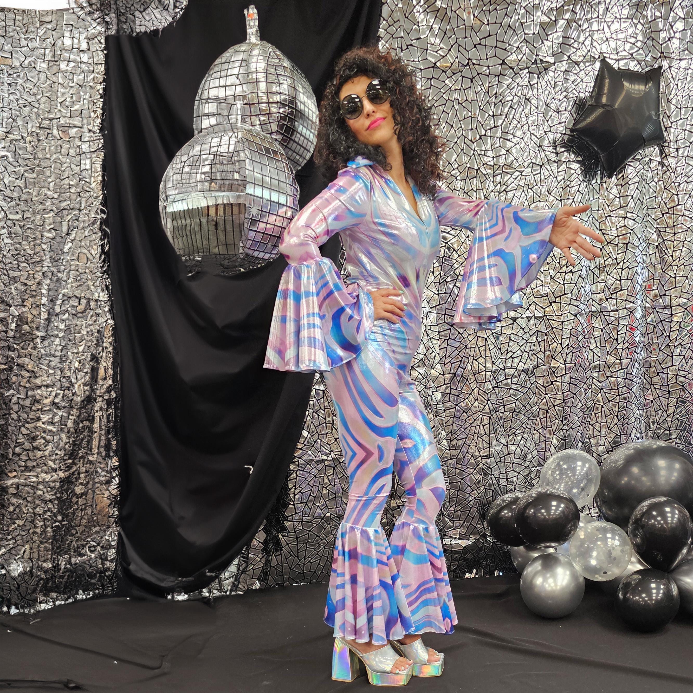 70s Raves Silver Disco Jumpsuit: 70s Rave Costume, Personalized Party Outfit - Etsy