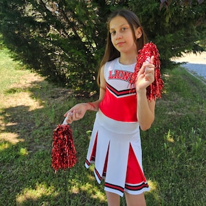 Red Cheerleader Costume: Handmade Polyester Dress for Kids