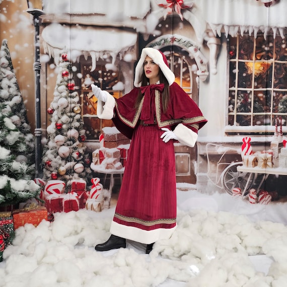 white christmas dresses Women's Fashion Casual Printing Long-sleeved Hooded Dress – Holiday Bodega