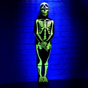 Neon Skeleton Halloween Costume: Jumpsuit, Gloves, Mask & Socks