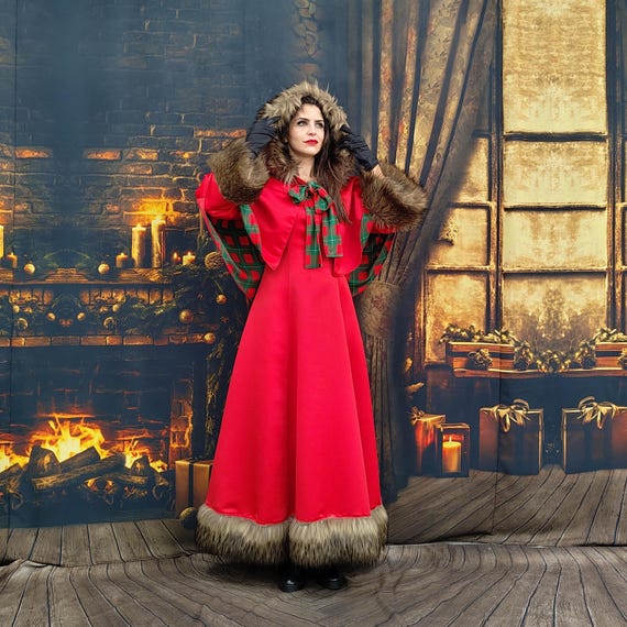 Luxury Red Satin Christmas Dress: Mrs. Santa Costume