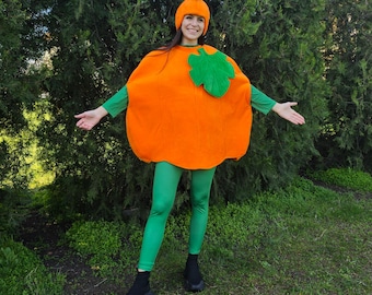 Adult Pumpkin Costume: 4-Piece Halloween Suit - Polyester
