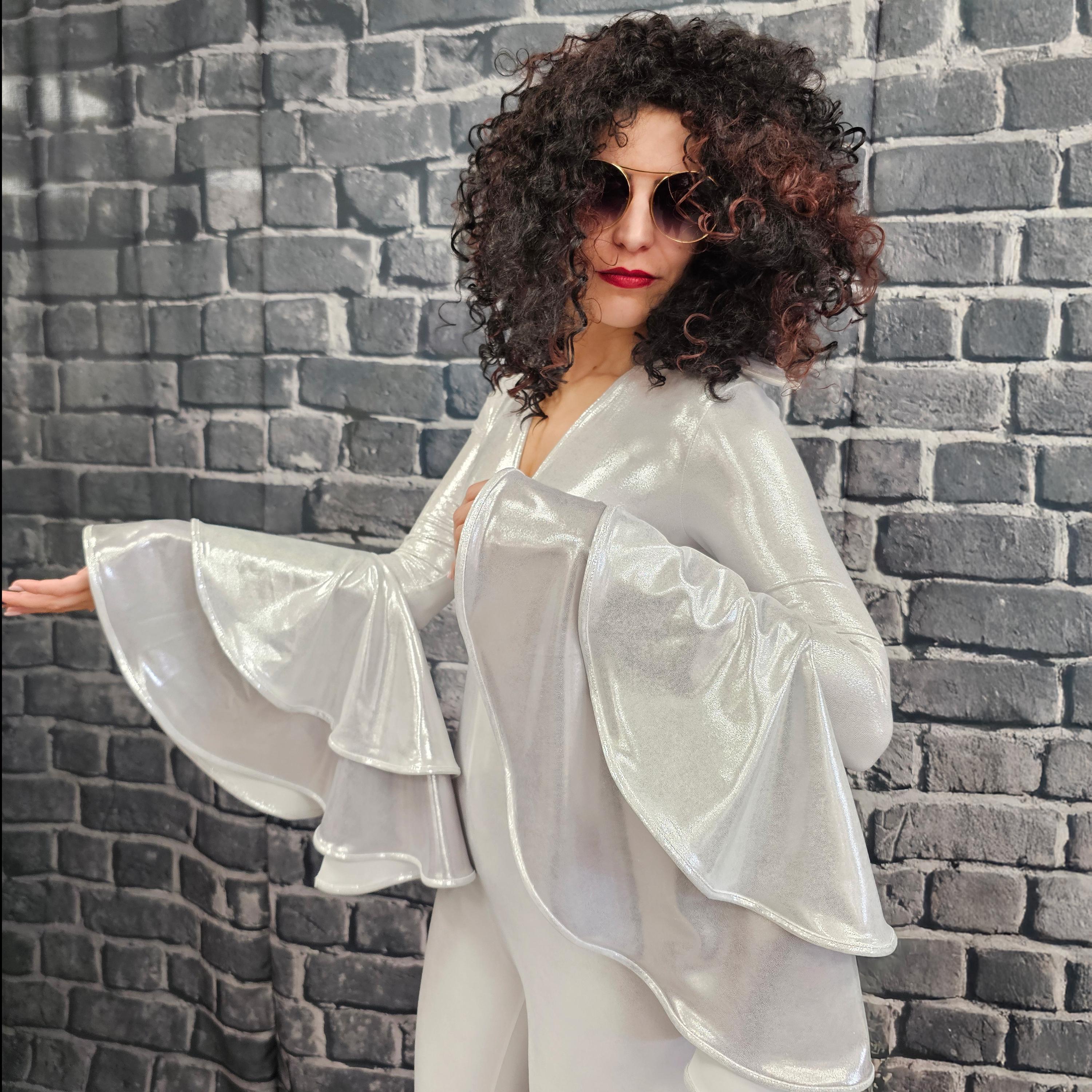 Personalized Silver Disco Jumpsuit: 70s Dancing Queen Costume