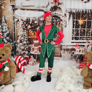 Cappello Elfo Aiutante Di Babbo Natale Cappellino Natalizio Rosso E - Foto 9