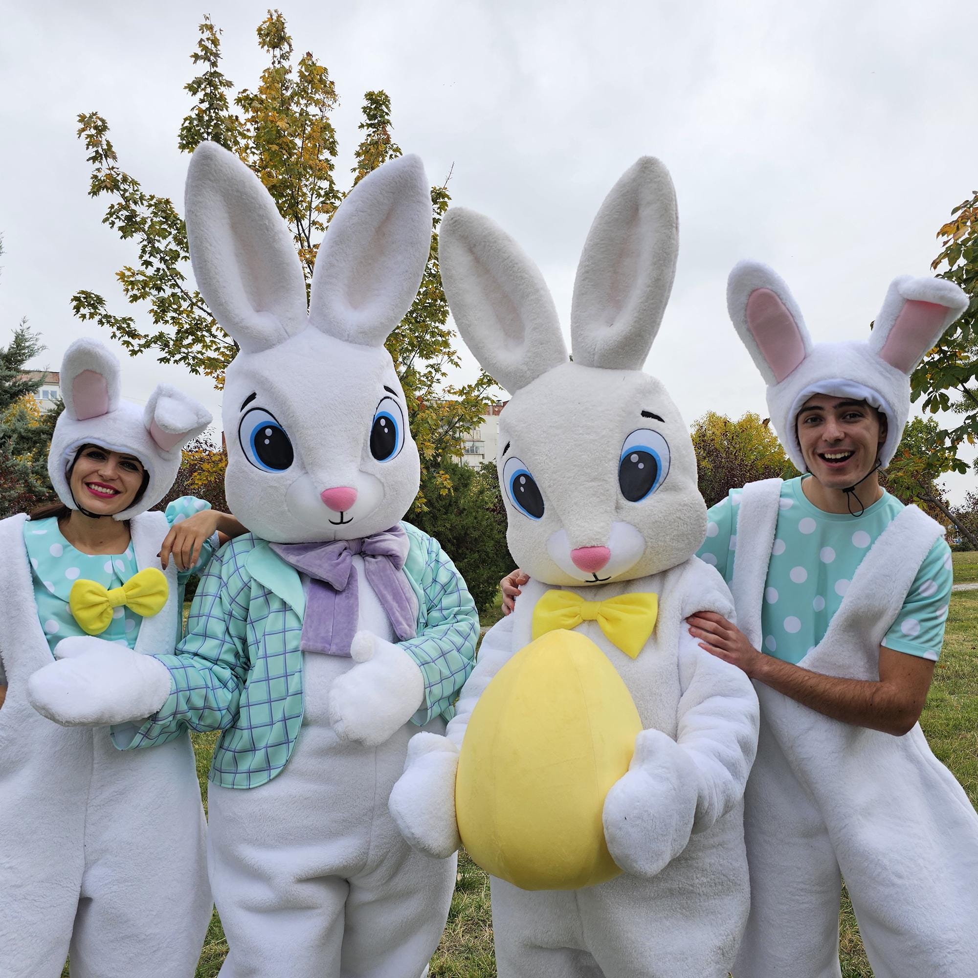 Easter Bunny Mascot Costume Set | 2 Mascots, 2 Performer Outfits ...