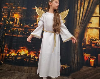 Personalized Angel Costume for Kids: Satin Dress & Wings