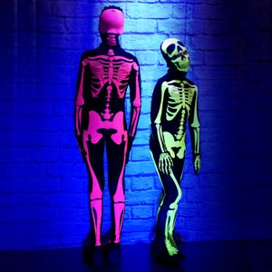 Neon Skeleton Halloween Costume: Jumpsuit, Gloves, Socks & Mask