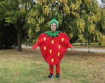 Partychimp Costume Fragola Adulto Unisex Taglia Unica Costume da Frutta Divertente Costume Cibo per Carnevale Feste a Tema Halloween