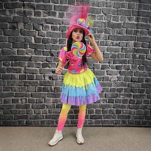 lollipop lady fancy dress HalloweenCostumes.com X Large Women Women's Princess Lolly Candyland Costume Dress, Yellow/Red/Green