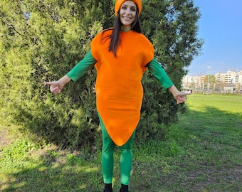 Carrot Halloween Costume for Adults: 4-Piece Vegetable Outfit