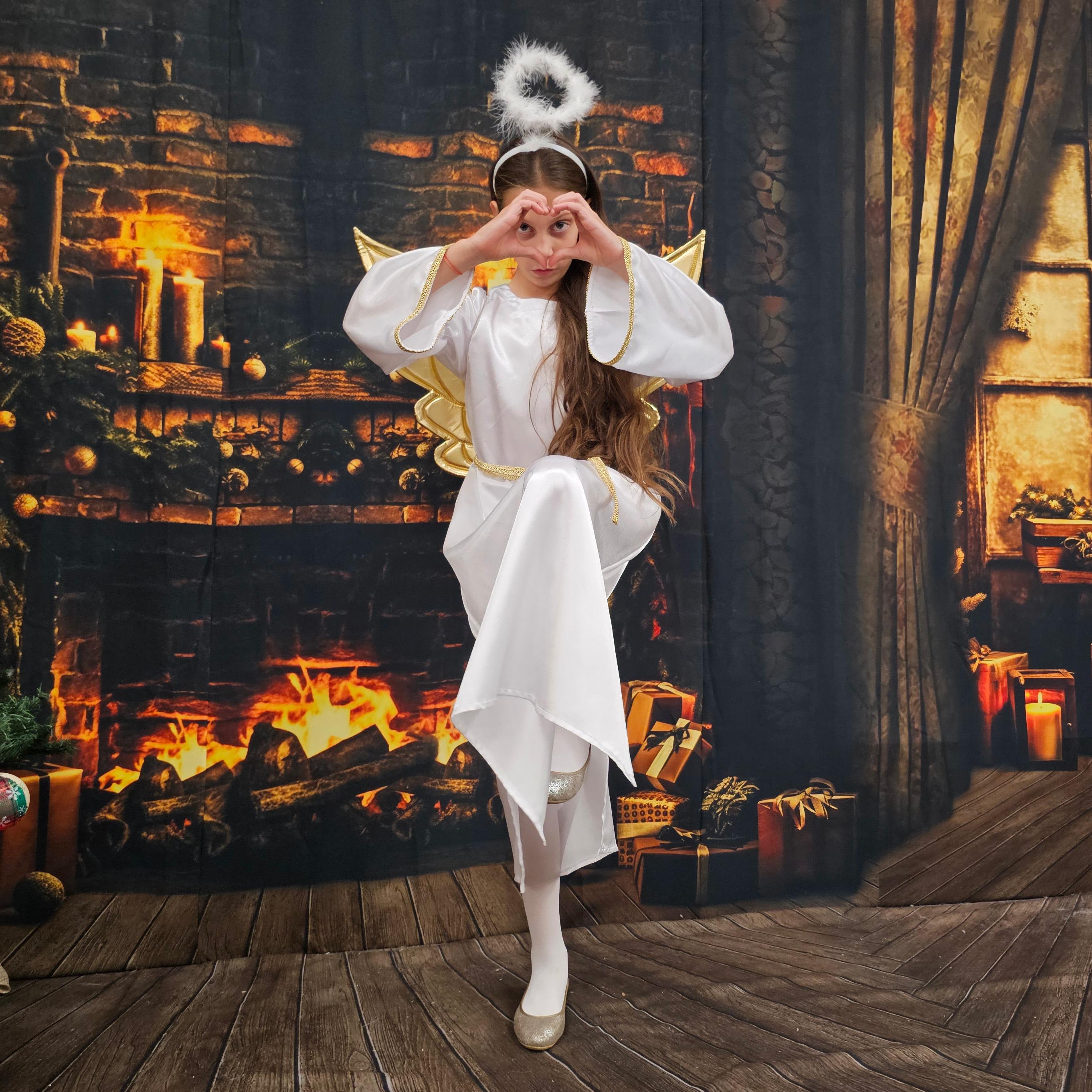 christmas angel dress Personalized Costume for Kids: Satin & Wings Size:21½   35/36