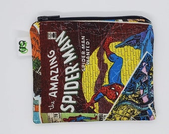 Padded Zip Pouch purse Gadget Coin Case - Amazing Spider man Spiderman Marvel Character print stocking stuffer christmas gift black friday