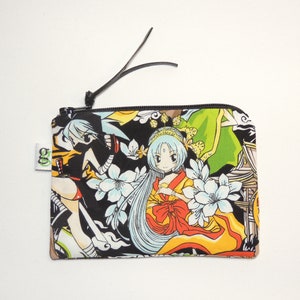 Padded Mini Zipper Pouch Purse Gadget makeup straw pencil case - Japanese Girls Anime Animated Fabric