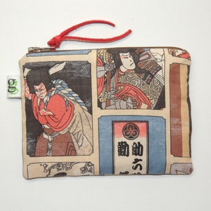 Padded Zip Pouch purse Gadget Coin Case -samurai bushido print groovy gurls groovygurls