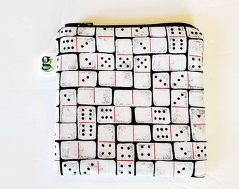 Padded Zip Pouch purse Gadget Coin Case - Dominoes game print
