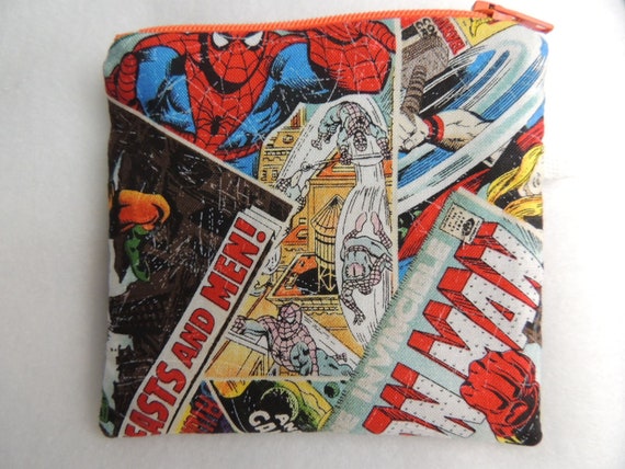 Iron man Thor marvel comic handmade fabric coin change purse zipper pouch