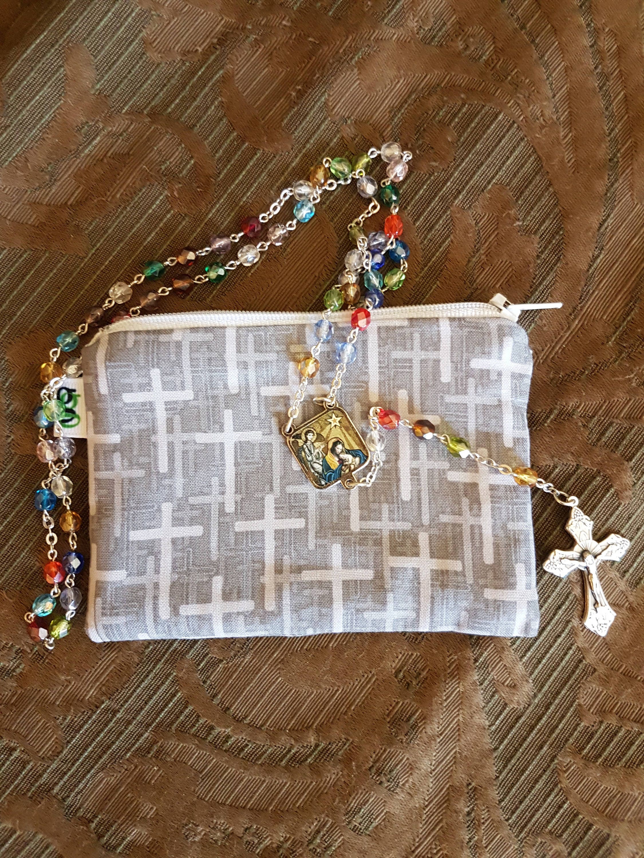 Rosary Pouch Small Zip Pouch purse Ladies or Men Catholic Etsy