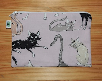 Zero Waste Sustainable Reusable Zipper Snack / Gadget Bag Eco-Friendly ghastlies cat halloween print