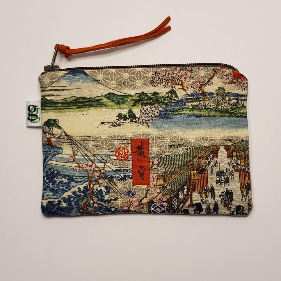 Japanese Folk Craft Fabric Long Wallet Vtg Coin Purse Zipper Pink Flow, Online Shop