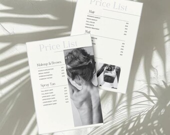 Plantilla de lista de precios / hoja de precios de salón / lista de precios lista para propietarios de pequeñas empresas lista de precios lista de precios personalizable de descarga instantánea