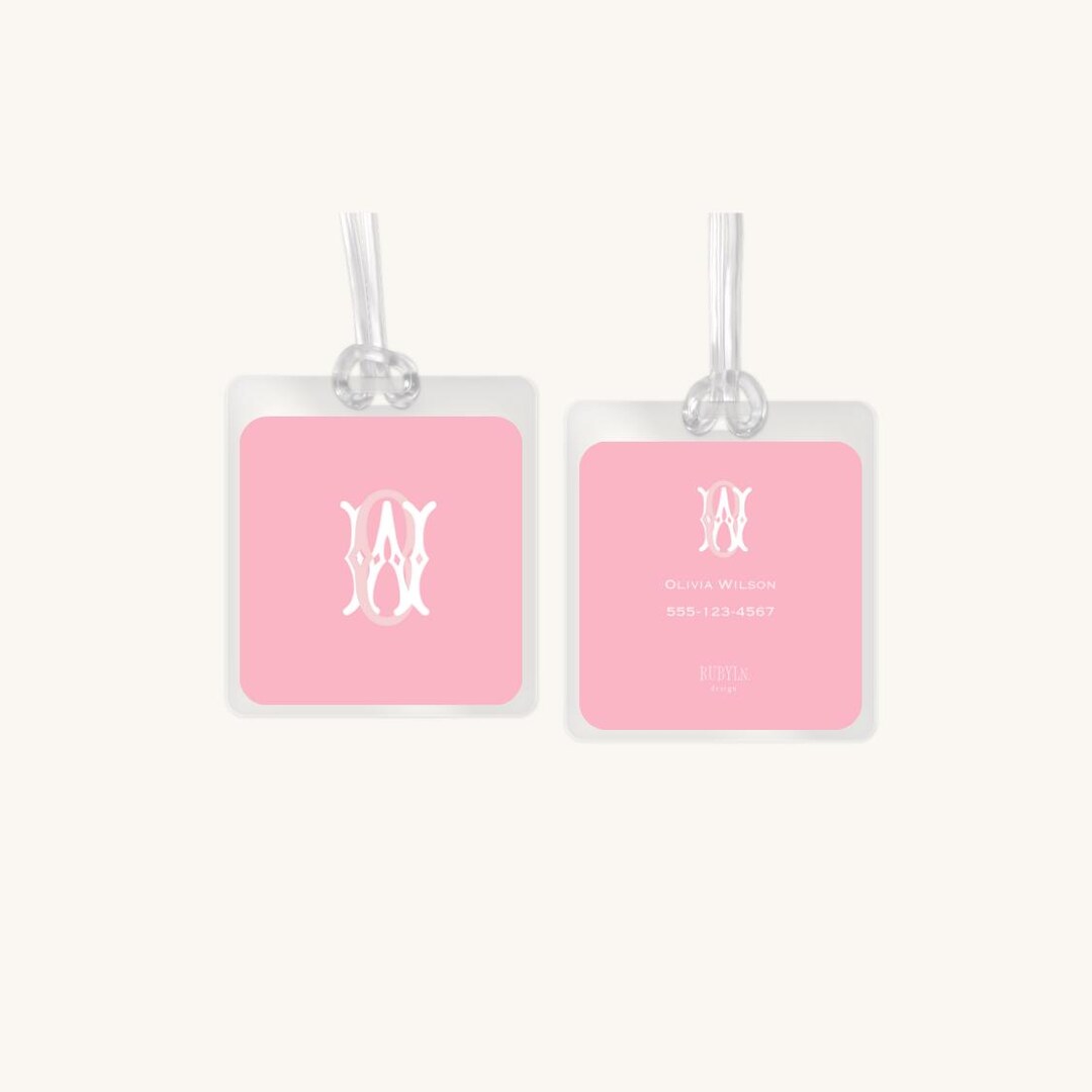 Monogram Laminated Bag Tag | Custom Backpack Luggage Tag - Etsy