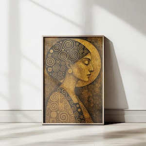 Gustav Klimt Art Nouveau Gold Portrait - Vintage Boho Print (Digital Download)