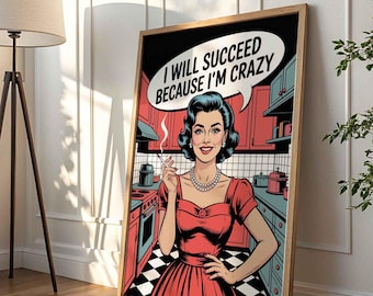 Retro Woman Wall Art | Vintage Pop Art Poster | Funny Bold Humor Canvas Print