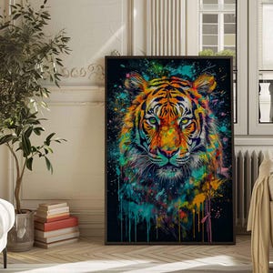 Lion Colorful Poster Print, Vibrant Canvas Wall Art, Animal Decor for Living Room, Kids Bedroom, Modern Jungle Illustration