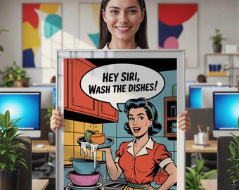 Kitchen Humor Wall Art | Retro Pop Art Dishwashing Poster Home Decor