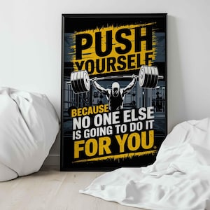 Spingiti oltre i tuoi limiti perché nessuno lo farà / Poster motivazionale per la palestra o stampa su tela / Stampa su tela per allenamento intenso