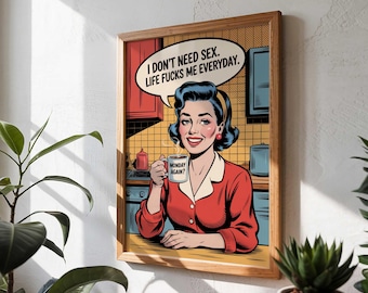 Funny Retro Pop Art Poster | Cringe Humor Canvas Wall art | Bold Humor Wall Art
