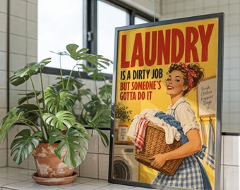 Retro Laundry Room Wall art print, Funny Wash Day Poster for Her