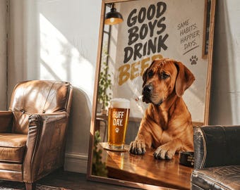 Funny Dog Beer Poster - Bar Pub Wall Art for Dog Lovers Printable