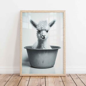 Decoración de pared de llama bebé para guardería, bonito póster o lienzo para bañera, regalo para decoración de habitación de bebé con animales.