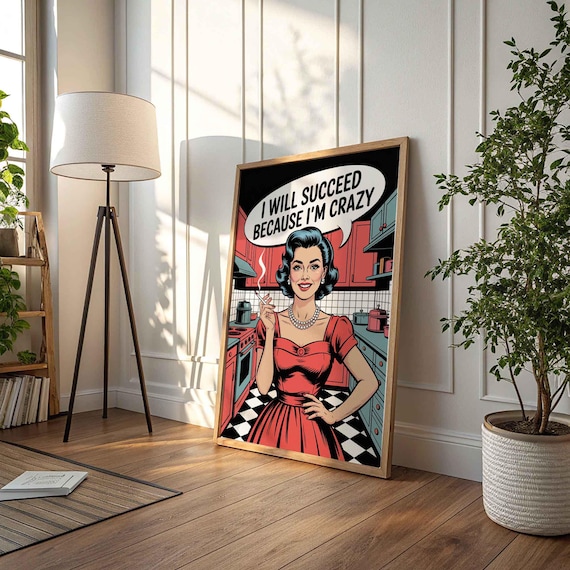 Retro Woman Wall Art | Vintage Pop Art Poster | Funny Bold Humor Canvas Print