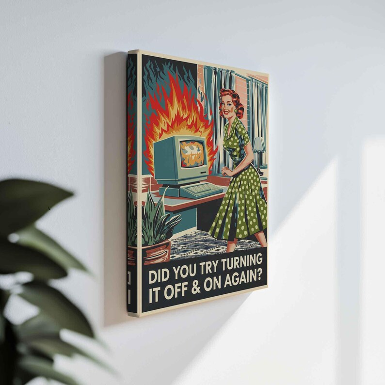 a picture of a woman on a computer on a wall