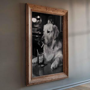 Funny Golden Retriever Bar Print: Ruff Day Humorous Pet Lover Gift