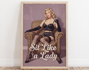 Funny Girls and Woman Bathroom Poster or Canvas Wall Art