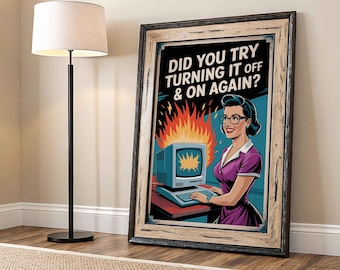 Retro IT Funny Poster: Humorus Computer Geek Canvas Wall Art print
