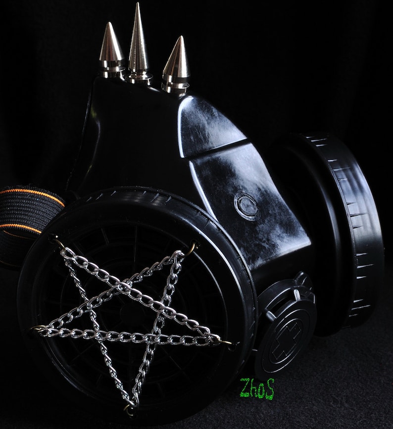 Cyber Mask Cyber Goth Respirator Black Gas Mask Pentagram 3 SPIKES image 1