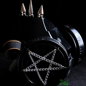 Cyber Mask Cyber Goth Respirator Black Gas Mask Pentagram 3 SPIKES image 5