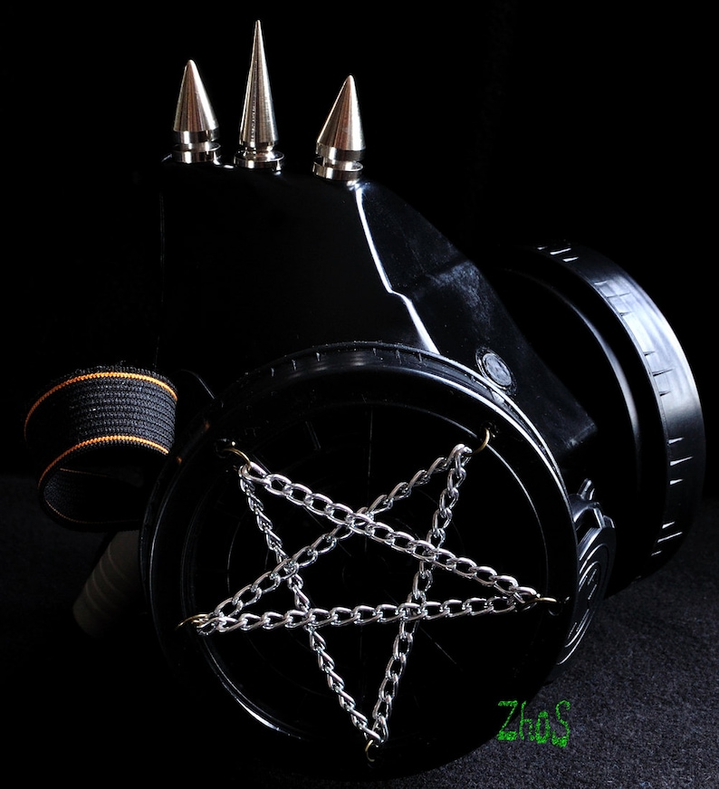 Cyber Mask Cyber Goth Respirator Black Gas Mask Pentagram 3 SPIKES image 5