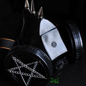 Cyber Mask Cyber Goth Respirator Black Gas Mask Pentagram 3 SPIKES image 2