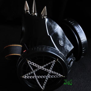 Cyber Mask Cyber Goth Respirator Black Gas Mask Pentagram 3 SPIKES image 3