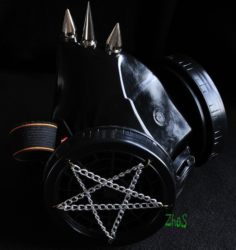 Cyber Mask Cyber Goth Respirator Black Gas Mask Pentagram 3 SPIKES image 3