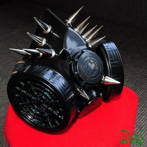 Black Cyber Mask Halloween Costume Fashion Mask Burning Man Mask CyberGoth Mask Black Gothic Respirator Black Gas Mask SPIKES Gothic Look