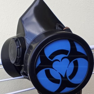Fully Functional Cyber Mask Cyber Goth Black Respirator Gas Mask Love BIOHAZARD UKRAINE color UKRAINE Yellow Blue with Carbon  Filters