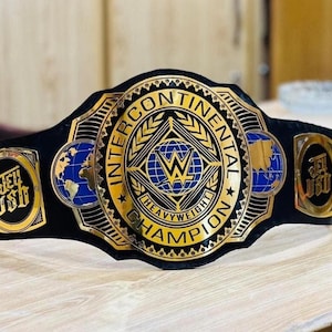 WWE Intercontinental Heavyweight Championship Replica Belt – Black & Gold Wrestling Title | Gift For You.