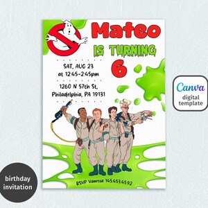 Ghostbusters birthday invitation, printable editable invite, Frozen Empire Party, Ectomobile, boy birthday, digital template