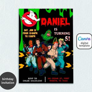 Ghostbusters birthday invitation, printable editable invite, Frozen Empire Party, Ectomobile, boy birthday, digital template